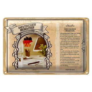 Blechschild Berufe 30x20cm Deutscher Beamter Träger Nation