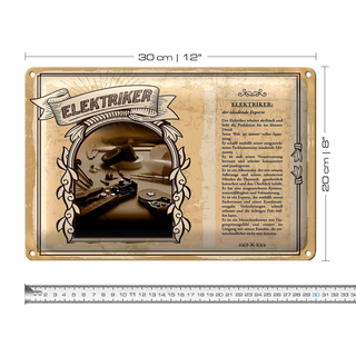Blechschild Berufe 30x20cm Elektriker zündende Experte Detail