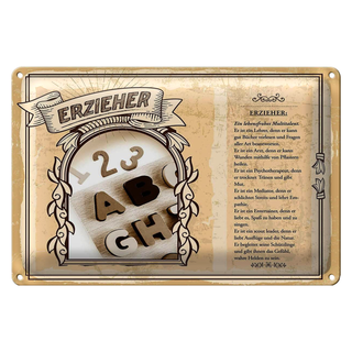Blechschild Berufe 30x20cm Erzieher lebensfrohes Multitalent