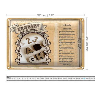 Blechschild Berufe 30x20cm Erzieher lebensfrohes Multitalent