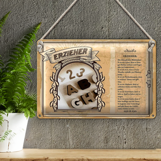 Blechschild Berufe 30x20cm Erzieher lebensfrohes Multitalent