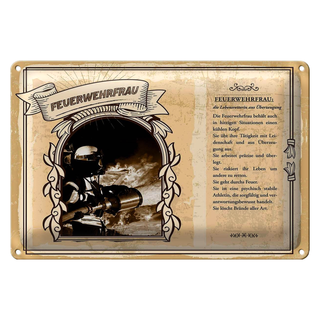 Blechschild Berufe 30x20cm Feuerwehrfrau Lebensretterin Not