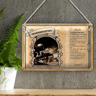 Blechschild Berufe 30x20cm Feuerwehrfrau Lebensretterin Not