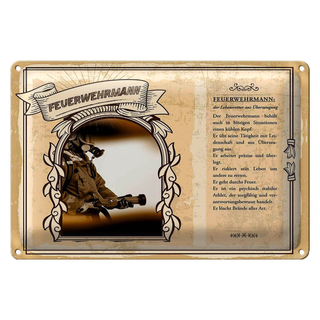 Blechschild Berufe 30x20cm Feuerwehrmann Lebensretter Feuer