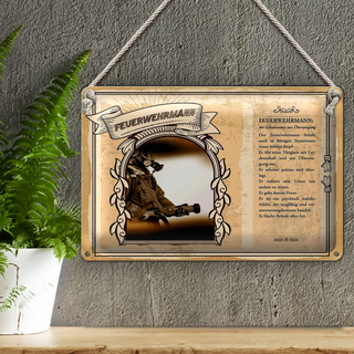 Blechschild Berufe 30x20cm Feuerwehrmann Lebensretter Feuer