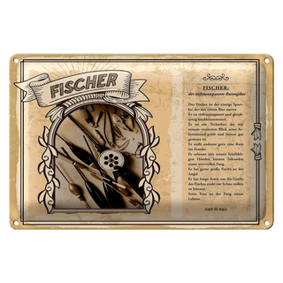 Blechschild Berufe 30x20cm Fischer Rutengeber wertvollen Fang