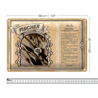 Blechschild Berufe 30x20cm Fischer Rutengeber wertvollen Fang