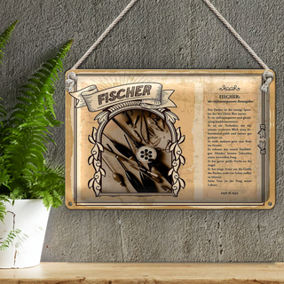 Blechschild Berufe 30x20cm Fischer Rutengeber wertvollen Fang