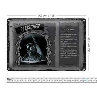 Blechschild Berufe 30x20cm Fleischer robuste Gourmut Qualität