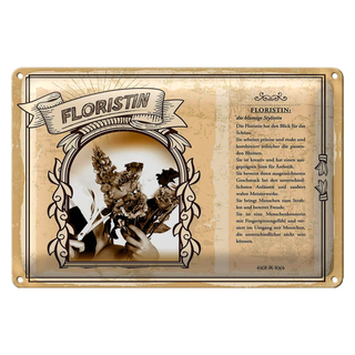Blechschild Berufe 30x20cm Floristin blumige Stylistin exakt