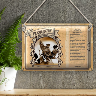 Blechschild Berufe 30x20cm Floristin blumige Stylistin exakt