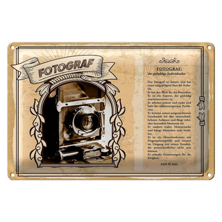 Blechschild Berufe 30x20cm Fotograf geduldige Individualist