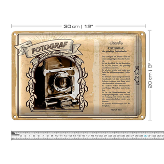 Blechschild Berufe 30x20cm Fotograf geduldige Individualist