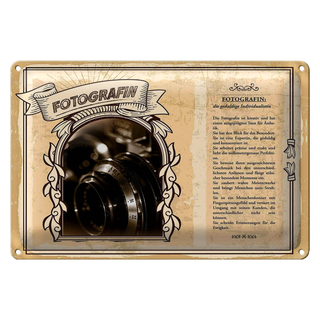 Blechschild Berufe 30x20cm Fotografin geduldige Expertin