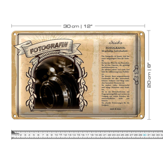 Blechschild Berufe 30x20cm Fotografin geduldige Expertin