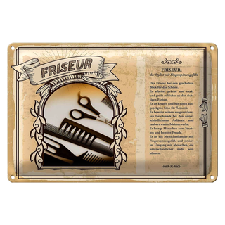 Blechschild Berufe 30x20cm Friseur Stylist geschulten Blick