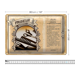 Blechschild Berufe 30x20cm Friseur Stylist geschulten Blick