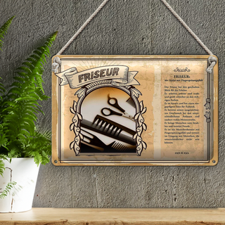 Blechschild Berufe 30x20cm Friseur Stylist geschulten Blick