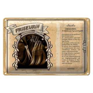 Blechschild Berufe 30x20cm Friseurin Stylistin Blick Schöne