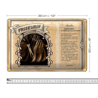 Blechschild Berufe 30x20cm Friseurin Stylistin Blick Schöne