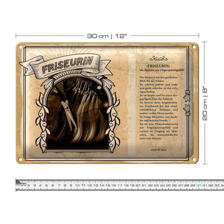 Blechschild Berufe 30x20cm Friseurin Stylistin Blick Schöne