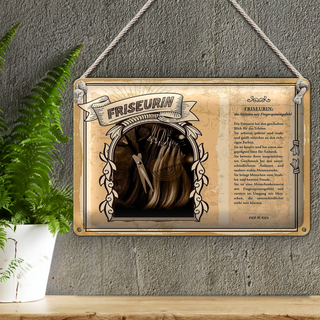 Blechschild Berufe 30x20cm Friseurin Stylistin Blick Schöne