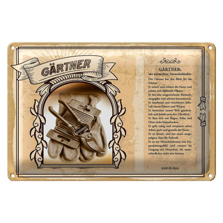 Blechschild Berufe 30x20cm Gärtner wetterfeste Naturliebhaber