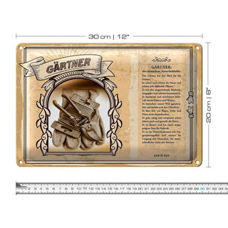 Blechschild Berufe 30x20cm Gärtner wetterfeste Naturliebhaber
