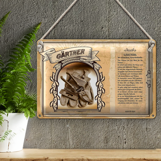 Blechschild Berufe 30x20cm Gärtner wetterfeste Naturliebhaber