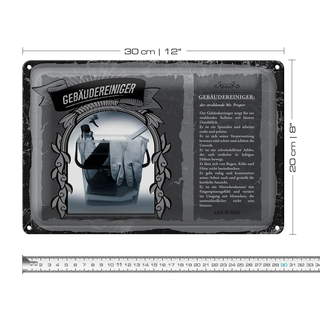 Blechschild Berufe 30x20cm Gebäudereiniger strahlend sauber