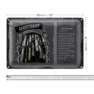 Blechschild Berufe 30x20cm Gerüstbauer präziser Athlet