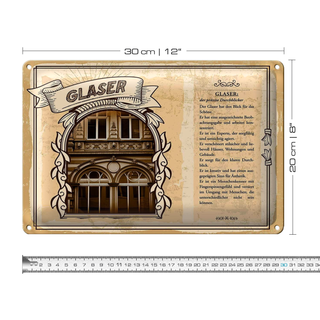 Blechschild Berufe 30x20cm Glaser präziser Durchblicker