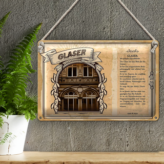 Blechschild Berufe 30x20cm Glaser präziser Durchblicker