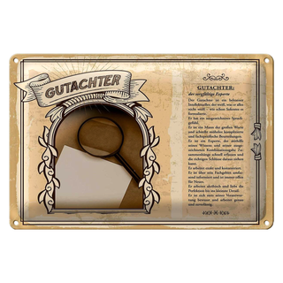 Blechschild Berufe 30x20cm Gutachter sorgfälltiger Experte