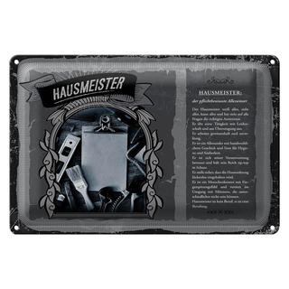 Blechschild Berufe 30x20cm Hausmeister weiß sieht alles