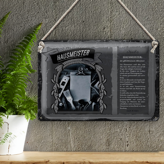 Blechschild Berufe 30x20cm Hausmeister weiß sieht alles