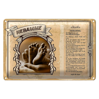 Blechschild Berufe 30x20cm Hebamme Begleiterin Freude Leben