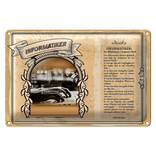 Blechschild Berufe 30x20cm Informatiker Computer Nerd