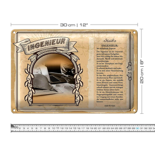 Blechschild Berufe 30x20cm Ingenieuer technischer Experte