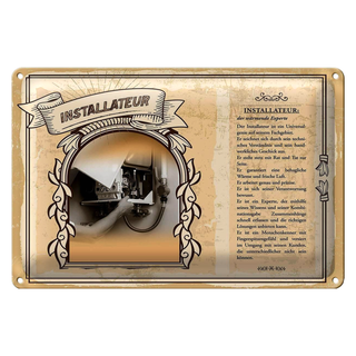 Blechschild Berufe 30x20cm Installateur Universalgenie