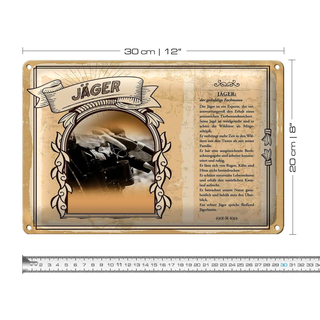 Blechschild Berufe 30x20cm Jäger Wildtiere Wälder Tiere