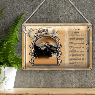 Blechschild Berufe 30x20cm Jäger Wildtiere Wälder Tiere