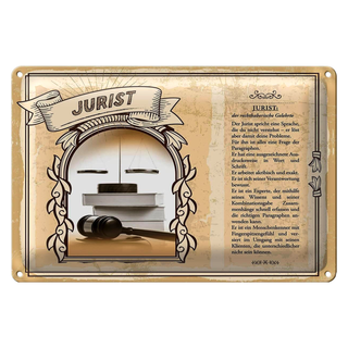 Blechschild Berufe 30x20cm Jurist Sprache Paragraphen Schrift