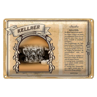 Blechschild Berufe 30x20cm Kellner Getränke Speisen Service