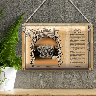 Blechschild Berufe 30x20cm Kellner Getränke Speisen Service