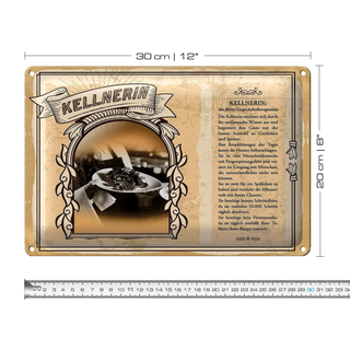 Blechschild Berufe 30x20cm Kellnerin Trinkgeld Service Gäste