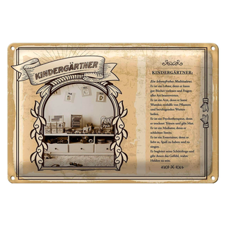 Blechschild Berufe 30x20cm Kindergärtner lebensfroher Lehrer