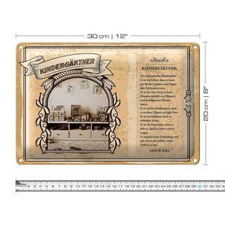 Blechschild Berufe 30x20cm Kindergärtner lebensfroher Lehrer