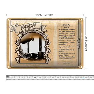 Blechschild Berufe 30x20cm Koch Speisen Geschmack Hygiene