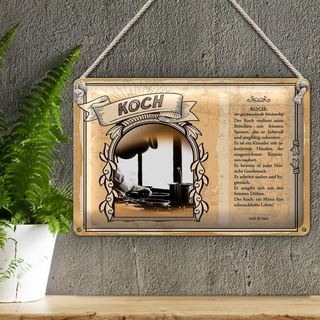 Blechschild Berufe 30x20cm Koch Speisen Geschmack Hygiene